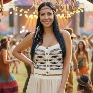 Free People Cream Knit Top